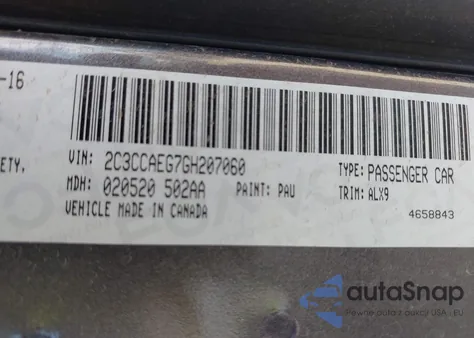 2016 Chrysler 300C из США, поврежденный, VIN 2C3CCAEG7GH207060